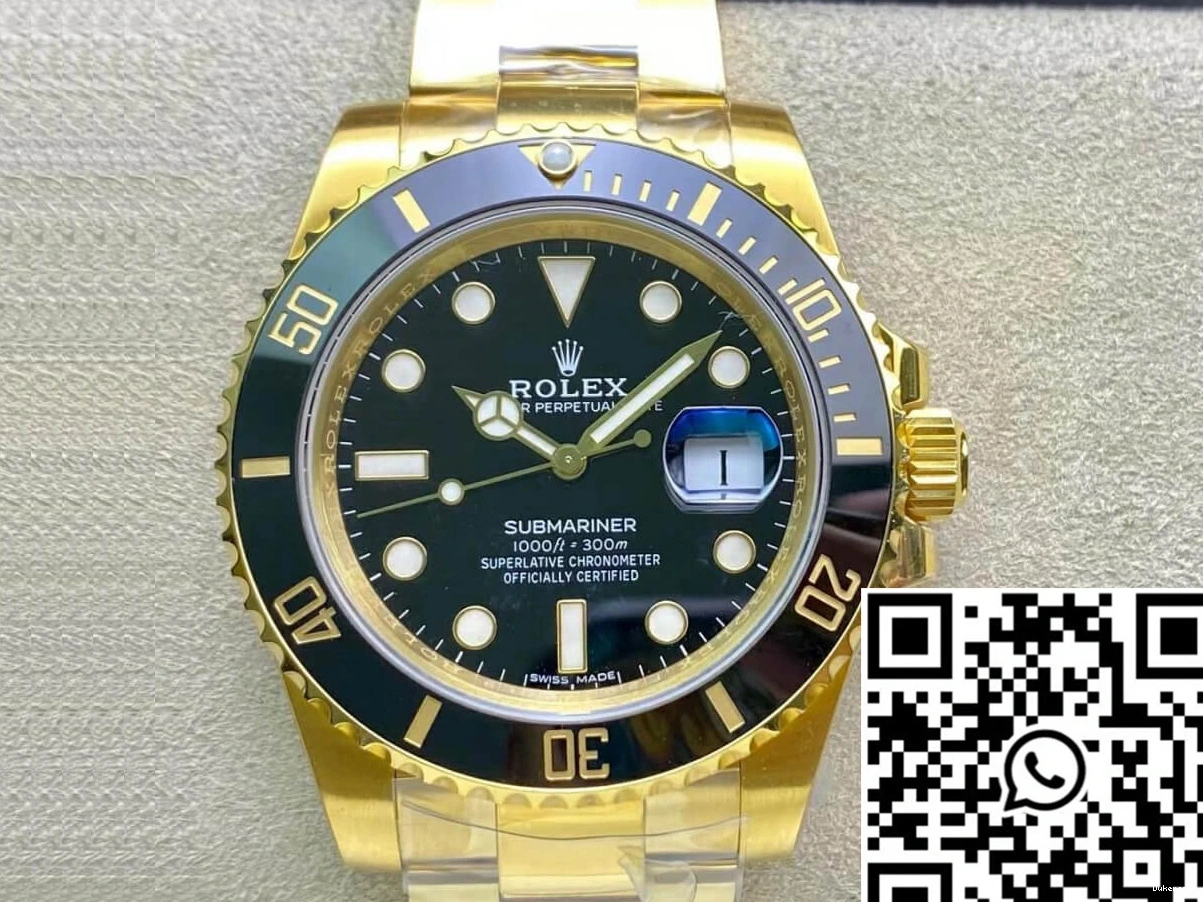 VS Yellow Rolex Factory Black Submariner Gold 116618LN-97208 Dial 0418
